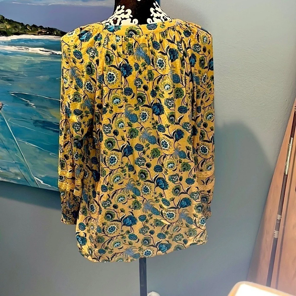 ⭐️Anthro’s Jane & Delancey, Yellow Pineapple Floral Top,Super Soft, Pull-Over, M - Picture 10 of 13